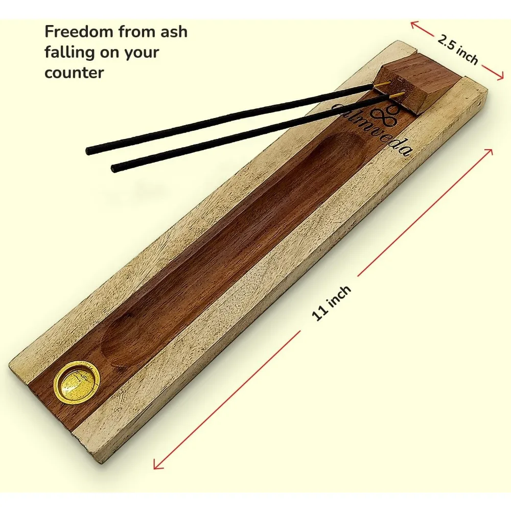 rosewood incense holder for sticks - 11 inch handmade dual incense burners with cone holder | beautiful natural wood incense sti - Imagen 4