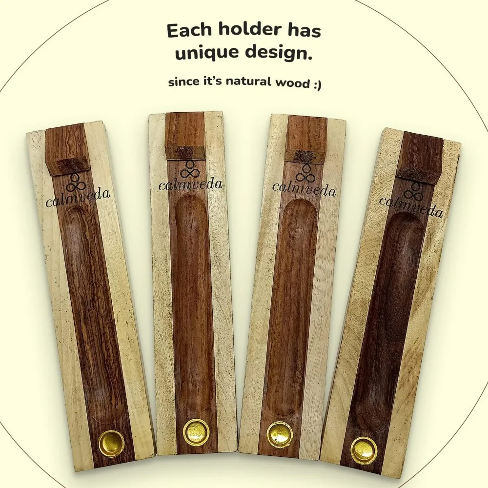 rosewood incense holder for sticks - 11 inch handmade dual incense burners with cone holder | beautiful natural wood incense sti - Imagen 6